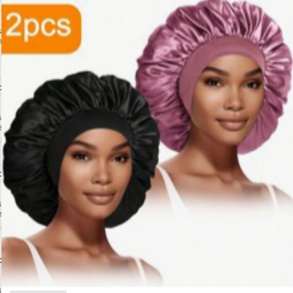 3for$20 2pcs( black & leather red) Women Bonnets, Solid Color Wide Brim Elastic